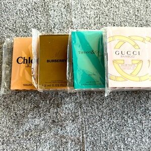 Gucci Bamboo / Tiffany & Co for Him / Chloe’ /. My Burberry samples Travel Sizes